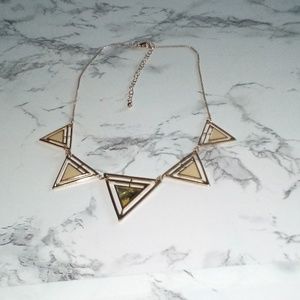 Gold  & Enamel Geometric Necklace with Triangles